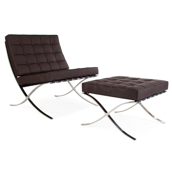 Barcelona Style Chair & Ottoman Set