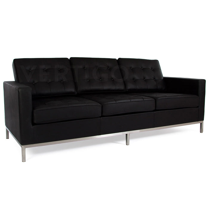 Florence Knoll Leather 3 Seat Sofa