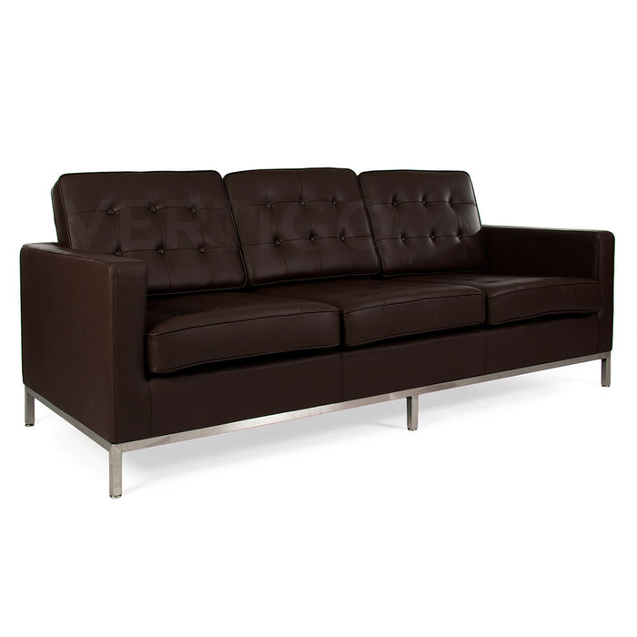 Florence Knoll Leather 3 Seat Sofa