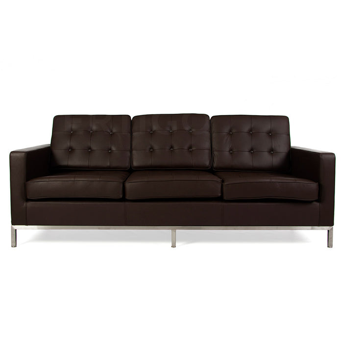 Florence Knoll Leather 3 Seat Sofa