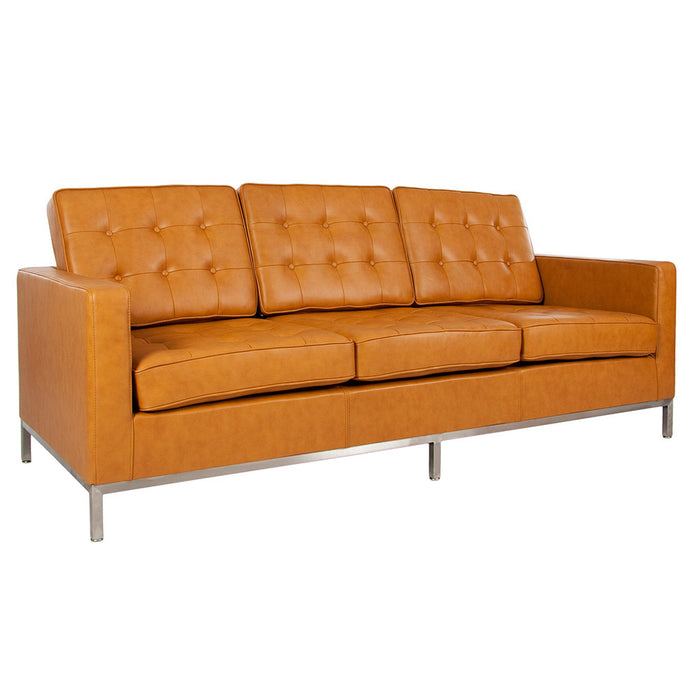 Florence Knoll Leather 3 Seat Sofa