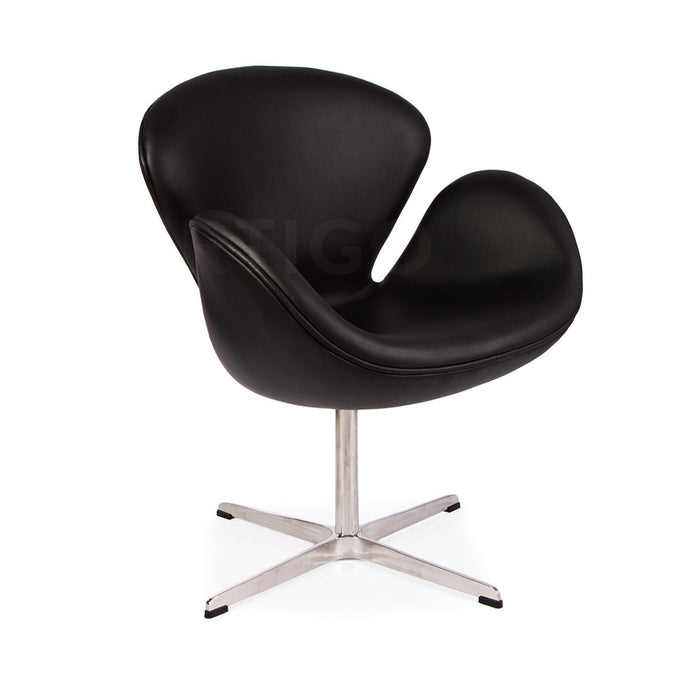 Leather Jacobsen Style Swan Chair