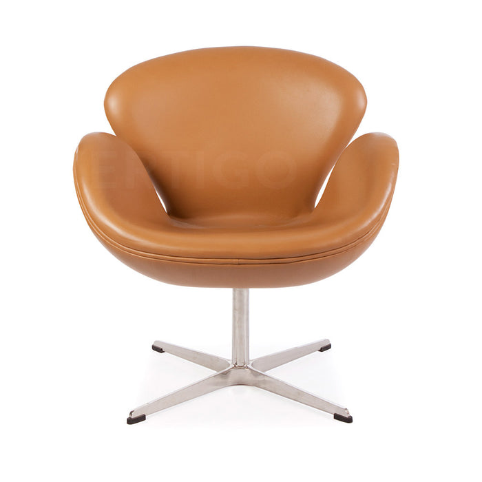 Leather Jacobsen Style Swan Chair