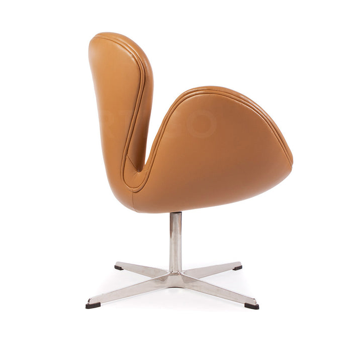 Leather Jacobsen Style Swan Chair