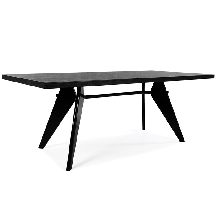 Set - Black Rectangular Prouve Table & 4 DSW Chairs