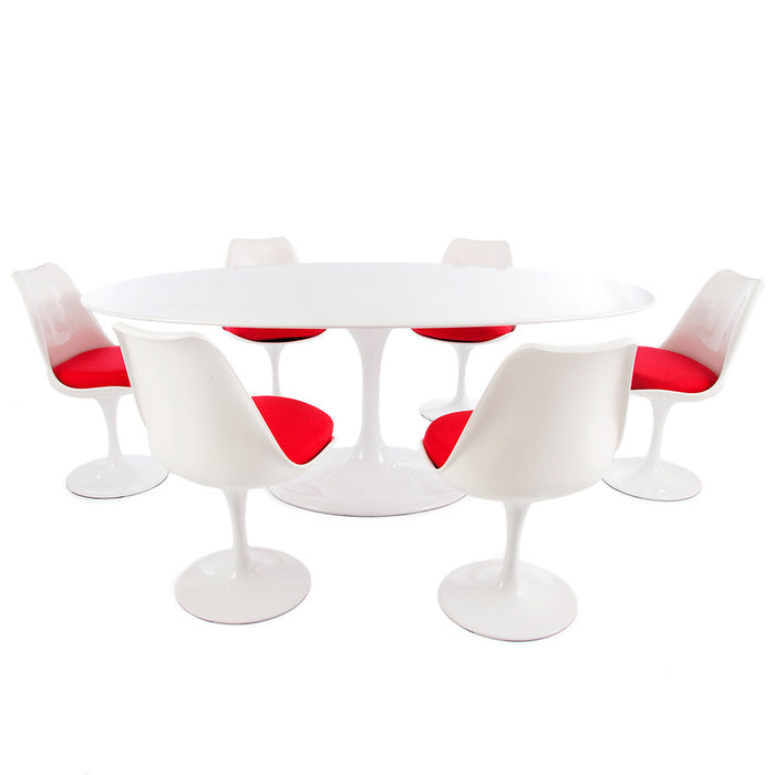 Set - 170cm White Oval Tulip Style Table & 6 Chairs