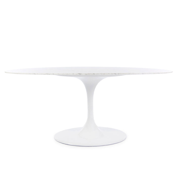 Set - 198cm Marble Oval Tulip Style Table & 6 Chairs