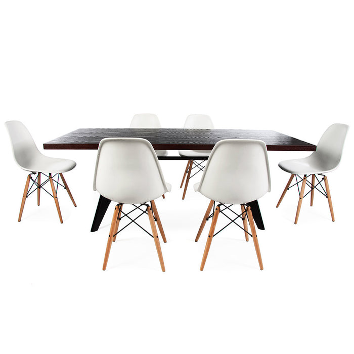 Set - Black Large Prouve Table & 6 DSW Chairs