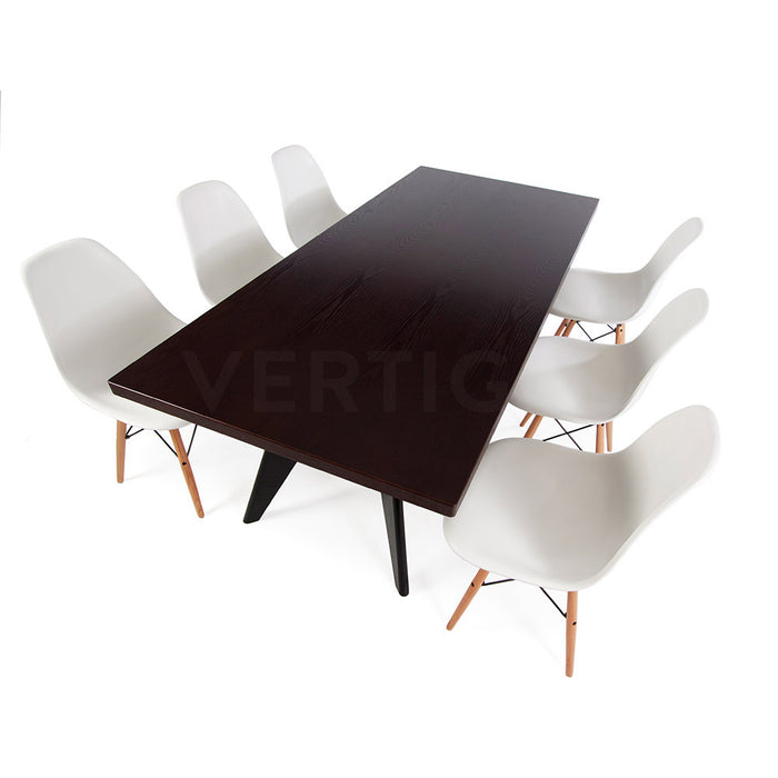 Set - Dark Large Prouve Table & 6 DSW Chairs