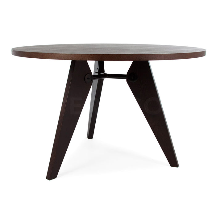 Set - Dark Circular Prouve Table & 4 DSW Chairs