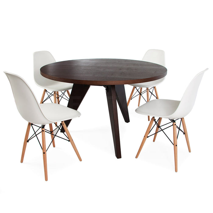 Set - Dark Circular Prouve Table & 4 DSW Chairs